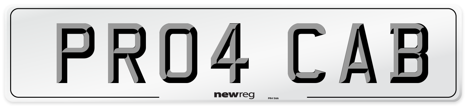 PR04 CAB Number Plate from New Reg